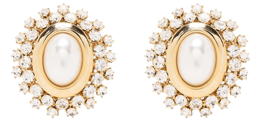 Alessandra Rich crystal-embellished Pearl clip-on Earrings - Farfetch