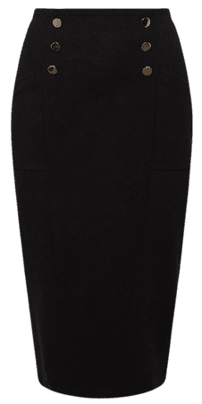 Button Pocket Ponte Midi Skirt | Karen Millen