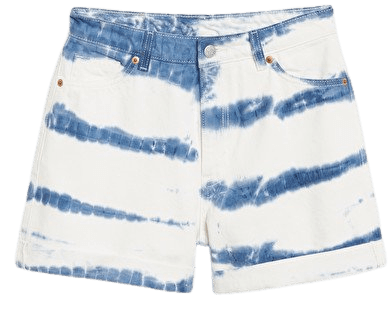 Blue tie-dye high waist denim shorts - Blue and white tie-dye - Monki WW