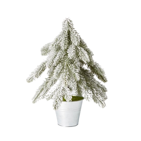 Small Flocked Christmas Tree In Silver Galvanized Bucket Decorative Figurine Green - Wondershop™ : Target