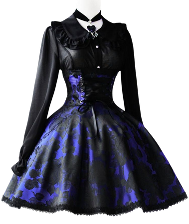 Blue flowers Victorian dress