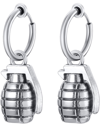 silver grenade earrings