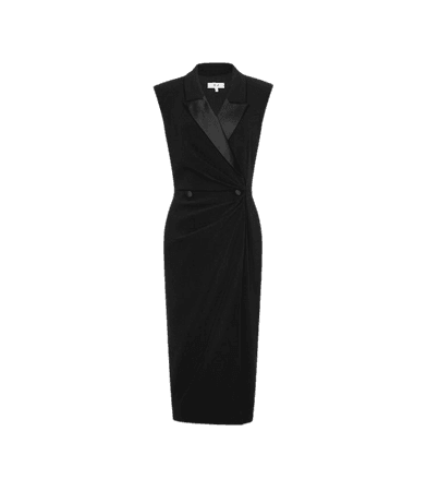 Cecile Black Tuxedo Sleeveless Midi Dress – REISS