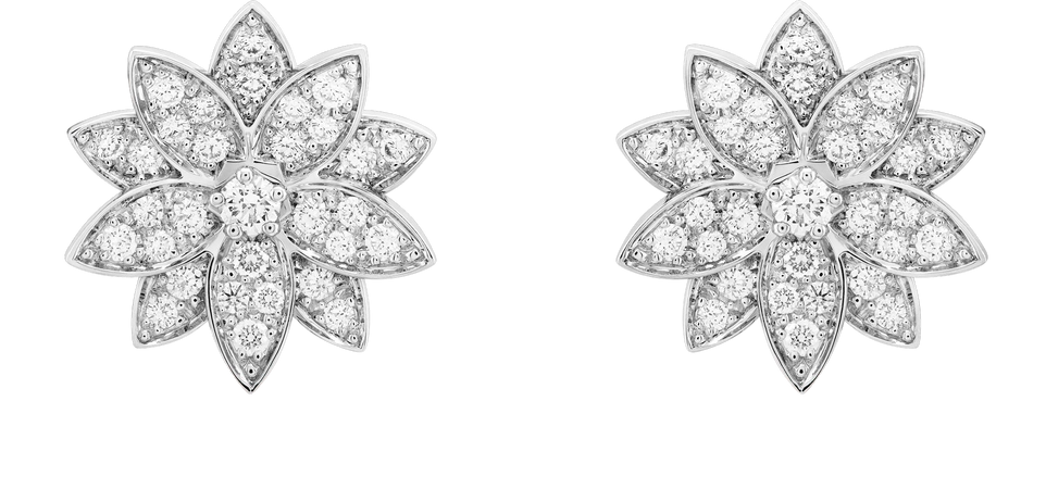 Van Cleef & Arpels Lotus earrings, small model 18K white gold, Diamond - Van Cleef & Arpels