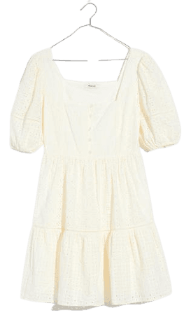 Eyelet-Mix Tiered Mini Dress