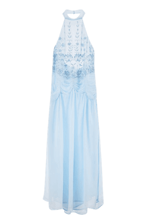 EMBROIDERED RUCHED DRESS - Light blue | ZARA United States