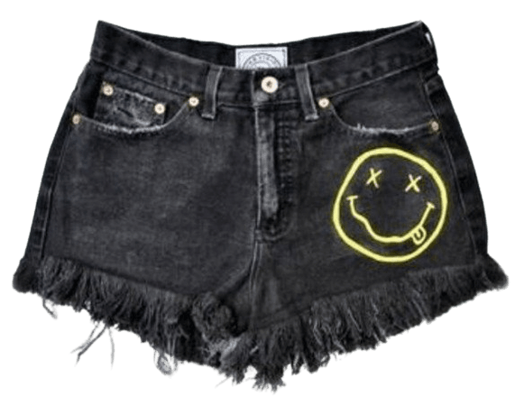 x329di-l-610x610-cut+shorts-jeans+shorts-tumblr+shorts-cute+shorts-ripped+shorts-black-yellow-gold-smiley+face-smiley-nirvana-band+merch-bands-summer.jpg (610×594)