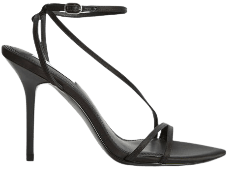 Adela Black Satin Strappy Sandals – REISS
