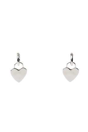 Open hoop earrings with heart shaped charms. Butterfly closure. - Silver | ZARA United States