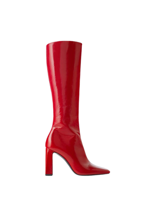 PATENT LEATHER HEELED BOOTS | ZARA United States red