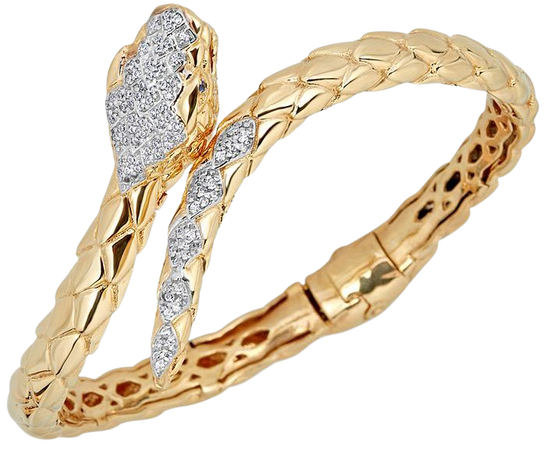 Macy's Diamond Snake Bypass Bangle Bracelet (1/2 ct. t.w.) in 14k Gold-Plated Sterling Silver & Reviews - Bracelets - Jewelry & Watches - Macy's