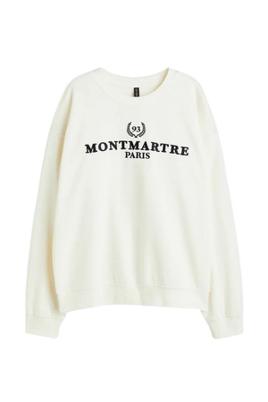 Motif Detaylı Sweatshirt - Krem/Montmartre - KADIN | H&M TR