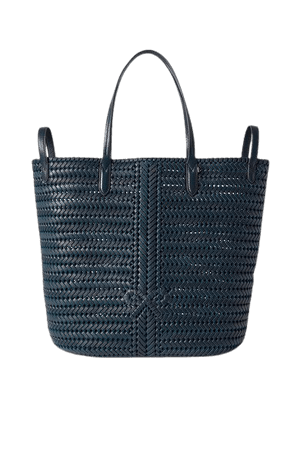 Neeson Woven Leather Tote - Navy