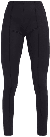 Black Neoprene Seam Detail Leggings | PrettyLittleThing USA
