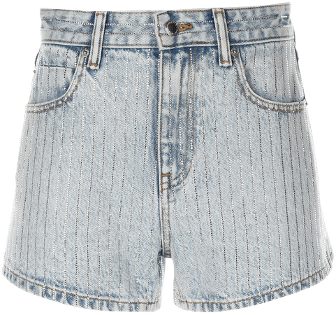 Alexander Wang Bite crystal-stripe Denim Shorts - Farfetch