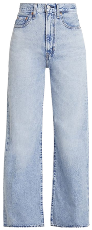 wide leg blue jeans