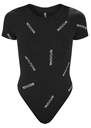 PLT- black repeat logo short sleeve bodysuit