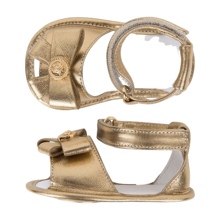 Versace Baby Girls Sandals - Gold Leather Sandals - Baby Designer Shoes - Designer Baby Clothes