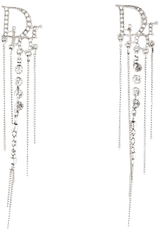 Christian Dior Crystal Studded Logo Chain Clip-On Earrings - Earrings - CHR96661 | The RealReal