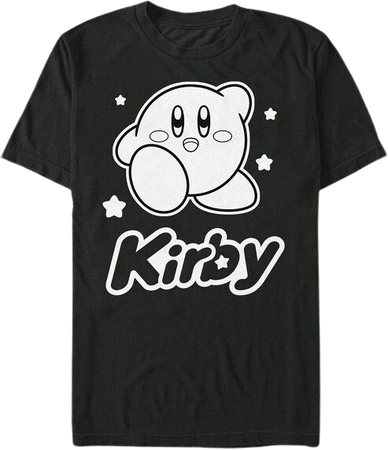 Nintendo Men's Kirby Black and White Portrait T-Shirt