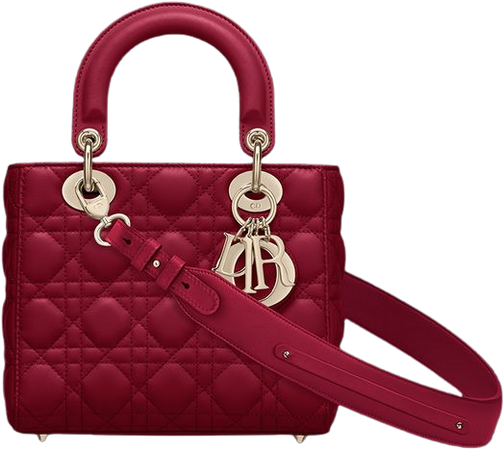 Small Lady Dior My ABCDior Bag Cherry Red Cannage Lambskin | DIOR