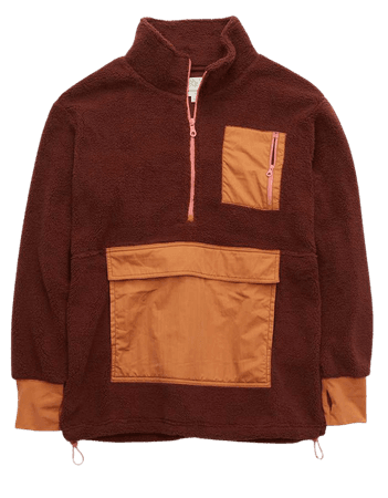 OFFLINE By Aerie Sherpa Nylon Quarter Zip Jacket
