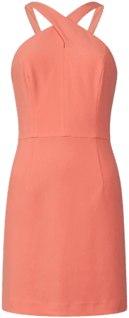Whisper X Over Halter Neck Dress Coral Sands | French Connection US