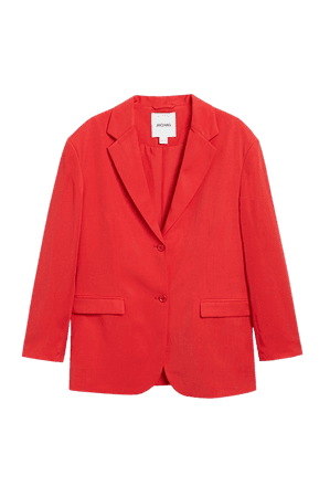 Loose fit red blazer with notch lapels - Bright red - Monki WW