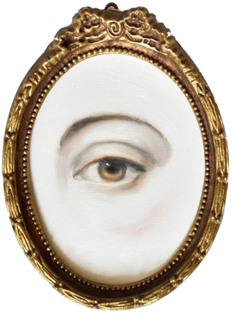 Lover's Eye Painting in an Italian Oval Gilt Frame