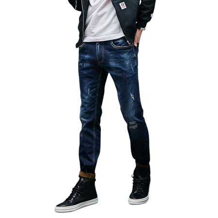 AIRGRACIAS Brand Men Jeans Dark Blue Denim Elasticity Jeans Mens Pants Biker Jeans Men Stretch Ripped Jean M Long Trousers-in Jeans from Men's Clothing & Accessories on Aliexpress.com | Alibaba Group