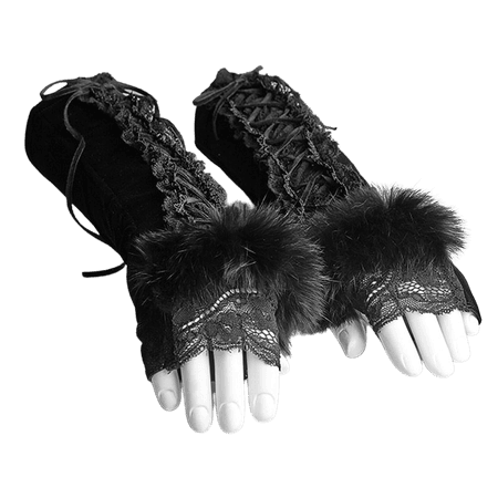 black velvet fingerless gloves