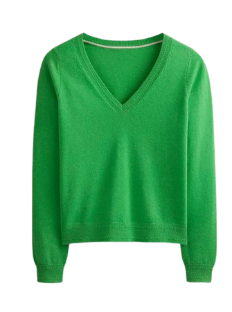 Eva Cashmere V-Neck Sweater - Bright Green | Boden US