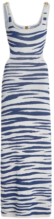 blue zebra print maxi dress