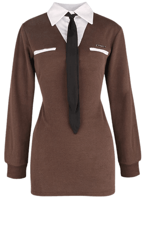 Brown Two-piece Shirt&Knitted Mini Dress – Juicici