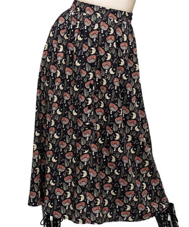 Dreamfast Mushroom Moon Print Button Up Midaxi Skirt