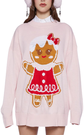 Sugar Thrillz Gingerbread Girl Oversized Sweater - Pink – Dolls Kill