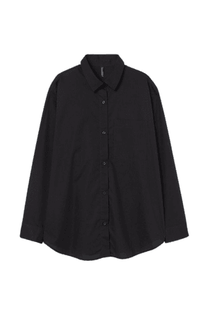 Oversized Cotton Shirt - Black