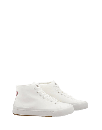 Levi's hi top canvas tab logo shoe in white | ASOS