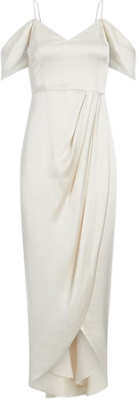 Bridal Satin Off The Shoulder Wrap Dress | Express