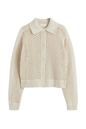 Mesh-knit Cardigan - Light beige - Ladies | H&M US