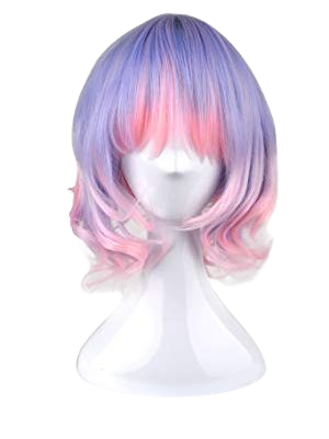 Purple and Pink Shoulder Length Wig