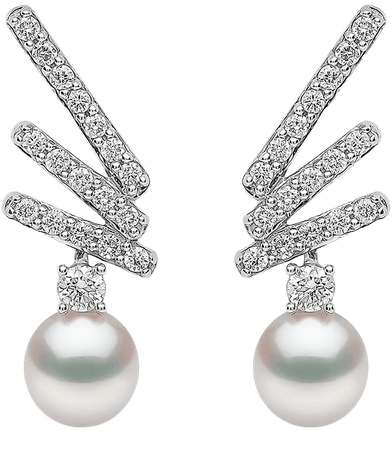 Yoko London 18kt White Gold Sleek Akoya Pearl And Diamond Earrings - Farfetch