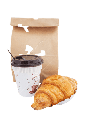 Coffee And Croissant With Paper Bag Isolated Stock Image - Image of fastfood, mocha: 52648251