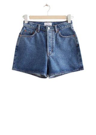 High-Waist Denim Shorts - River Blue - Denim shorts - & Other Stories US