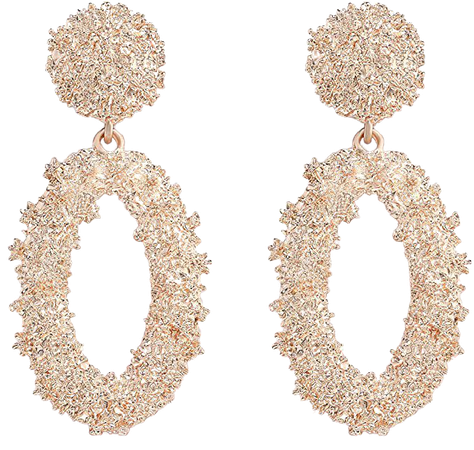 Amazon.com: Statement Drop Earrings For Women Girls Boho Textured Dangle Earrings Gorgeous Geometric Oval Raised Earrings (rose gold): Clothing