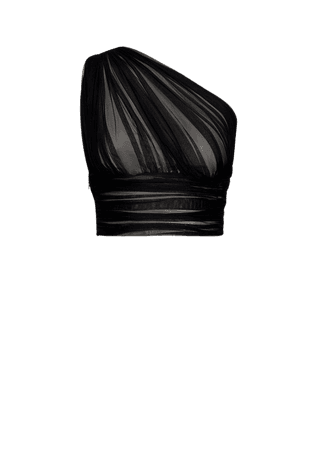 Versace, Asymmetric Draped Tulle Crop Top
