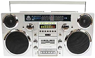 Amazon.com: GPO Brooklyn 1980S-Style Portable Boombox - CD Player, Cassette Player, FM & DAB+ Radio, USB, Wireless Bluetooth Speaker - Silver: Electronics