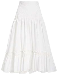 white midi tiered skirt