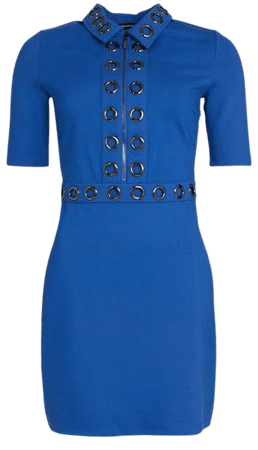 Collared Eyelet Jersey Dress | Karen Millen
