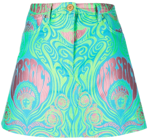 Shop Versace Medusa Music A-line mini skirt with Express Delivery - FARFETCH